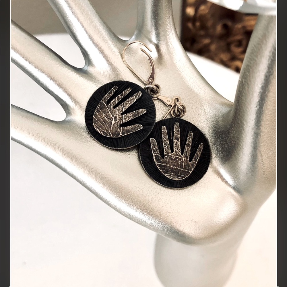 Vintage Southwestern Signed Overlay Sterling Earrings